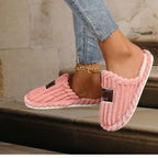 Pantoufles, chaussons femme chaudes, hiver, rose, fausse fourrure, doux, cocooning ambage modèle MALY souple, antidérapant, détente, basique, escalier