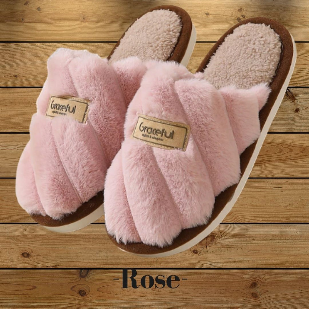 Pantoufles, chaussons femme chaudes, hiver, rose, fausse fourrure, doux, cocooning ambage modèle MARJO souple, antidérapant, détente, sexy